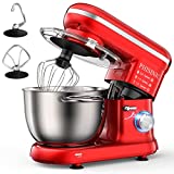 PHISINIC Batidora Amasadora 1500W, Amasadora de Pan Para Repostería, 5.5L Robot de Cocina Amasador, Bajo Ruido, Potente y Profesional, 6 Velocidades con Pulso, Bol de Acero Inoxidable, Rojo