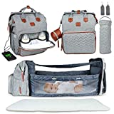 Mochila Pañalera para Bebé con Cuna Extensible de Maternidad QUINO&CO. para Mujer y Hombre con Ganchos Carro Bebe, Bolsa Isotermica para Biberones, Chupetero, USB | Regalos Bebes Recien Nacidos