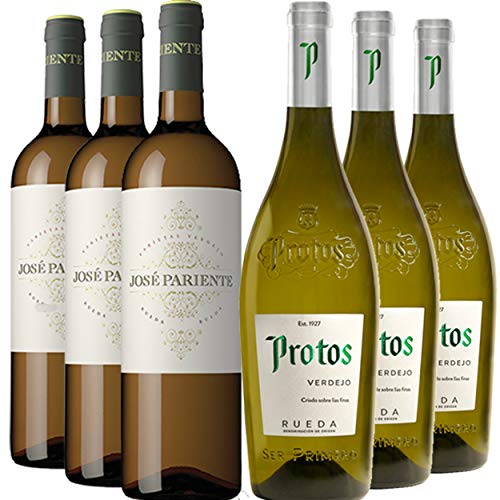 Vino Blanco Verdejo de Rueda - Pack_3 bot José Pariente Verdejo 3 bot Protos Verdejo - Caja 6 botellas 100% Verdejo Vino blanco de Rueda