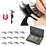 FINEVERNEK 12PCS Pestañas Magnéticas 3D Reutilizables Pestañas Postizas Naturales Ultra Finas Kit Pestañas Ultraligero y Duradero Largas de Extensión con Pinzas de Acero Inoxidable
