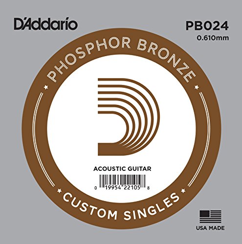 D'Addario PB024 - Cuerda individual para guitarra acústica, entorchada en bronce fosforado.024, naranja
