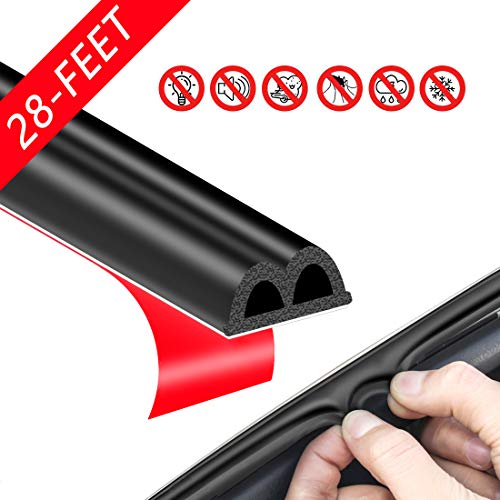 Goma de Sellado Burletes, Forma B Tira de Autoadhesiva para Sellado Automotriz de la Puerta Ventana del Coche y la Cubierta del Motor, Borde Frontera de Coche Caucho Sello, 28ft
