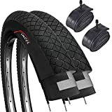 Fincci Set Par Cubiertas 20 x 1.95 Pulgadas 53-406 con Cámaras de Aire Schrader Válvula Interior para BMX MTB o Niños Bici Bicicleta (Paquete de 2)