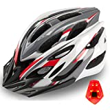 Casco Bicicleta Adulto para Hombre Mujer, KINGLEAD Casco Bici con Luz Led Casco MTB con Visera y Mochila Portátil Casco Ciclismo Ligero Ajustable para Carretera y Montaña Eertificado CE (KL-10)