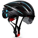 Shinmax Casco Bicicleta Adulto Casco Bici con USB luz Pegatina Luminosa Certificado CE Casco Bicicleta Mujer Hombre con Visera Magnética Casco Bici para Montaña Ciclismo Carretera 57-62CM(RC-049)