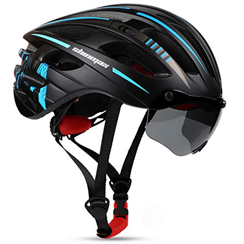 Shinmax Casco Bicicleta Adulto Casco Bici con USB luz Pegatina Luminosa Certificado CE Casco Bicicleta Mujer Hombre con Visera Magnética Casco Bici para Montaña Ciclismo Carretera 57-62CM(RC-049)
