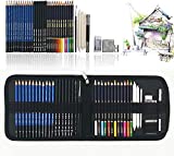 41 Piezas Set Dibujo Artistico Con Lapices Acuarelables, Lapices De Dibujo, Lapiz Grafito En Cartuchera Lapices para Artistas, Adultos y Niño