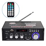 Amplificador Estéreo HiFi Bluetooth PROZOR Amplificador Bluetooth Audio 300W + 300W Mini Estéreo Hi-Fi Amp Receptor de Audio Inalámbrico para el Hogar del Automóvil Música SD USB FM
