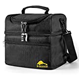 E-MANIS 12L Bolsas Térmicas Portatil Almuerzo Hombre y Mujer Trabajo Hermética Comida Nevera Porta Alimentos Oficina Escuela Acampar Picnic Playa Viaje Para Adultos y Niños (Negro)