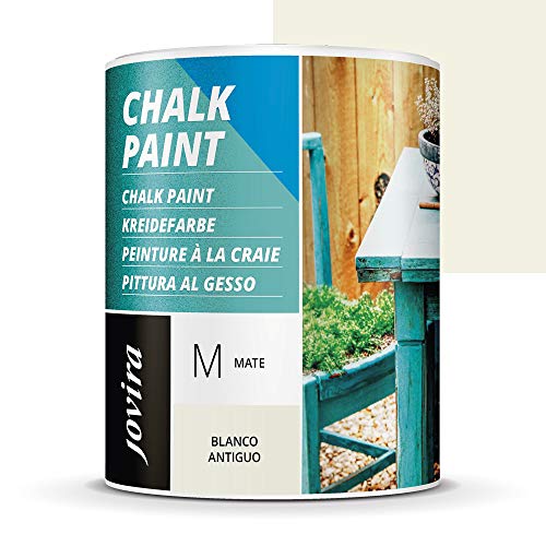 Pintura Efecto Tiza. Chalk Paint al Agua Mate. Renueva tus muebles con creatividad. (750 Mililitros, Blanco Antiguo)