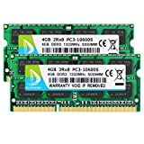 DUOMEIQI 8GB (2 X 4GB) 2RX8 PC3-10600S DDR3 1333MHz SODIMM CL9 204 Pin 1.5v Notebook Non-ECC, Memoria RAM para Laptop sin búfer Compatible con Intel AMD y computadora Mac