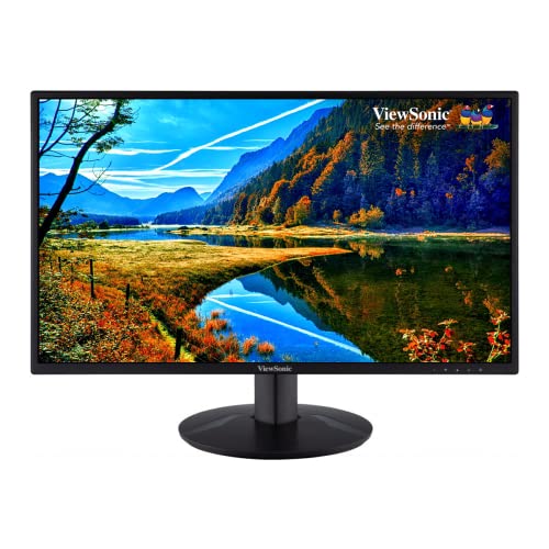 ViewSonic VA2418-SH Monitor ergonómico IPS Full HD de 24 Pulgadas con VGA, HDMI, Cuidado de la Vista para Trabajar y estudiar en casa, Negro
