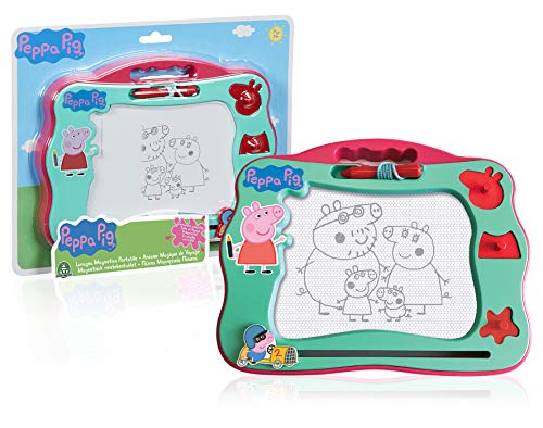 Peppa Pig, Pizarra mágica, Formato Viaje, diseño y borrado con bolígrafo magnético, 3 tampones, Juguete para niños a Partir de 3 años, PPC91 (GIOCHI PREZIOSI PPC91000)