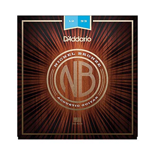 D'Addario Cuerdas Guitarra Acustica | Cuerdas de Guitarra | Cuerdas de Guitarra Acustica | NB1253 - Cuerdas para guitarra acústica (6 cuerdas, níquel/bronce, talla 12-53), color