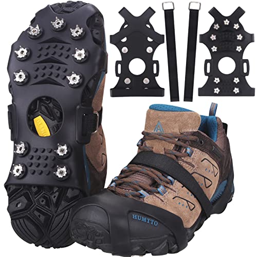 JOOLESER Crampones,Racos de Hielo Tracción Antideslizante Más de Zapatos/para 11 Tacos Nieve Hielo Grips Crampones Tacos Picos,fácil de Poner (Balck, M)