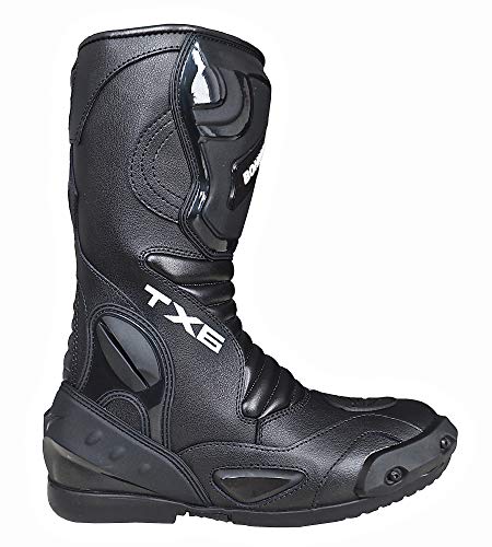 Botas de moto para hombre, deportivas, de piel, estables,protectores reforzados integrados, con protección en los tobillos, ergonómicas, botas moteras, biker, motorista - 44