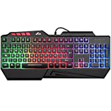 Teclados Gaming, Rii RK202 Teclado Gaming, Teclado USB, Teclado Gaming PS4 LED Retroiluminado con Cable USB, Teclado para PC / Laptop / PS4 / Xbox One (Teclados Español, Negro)