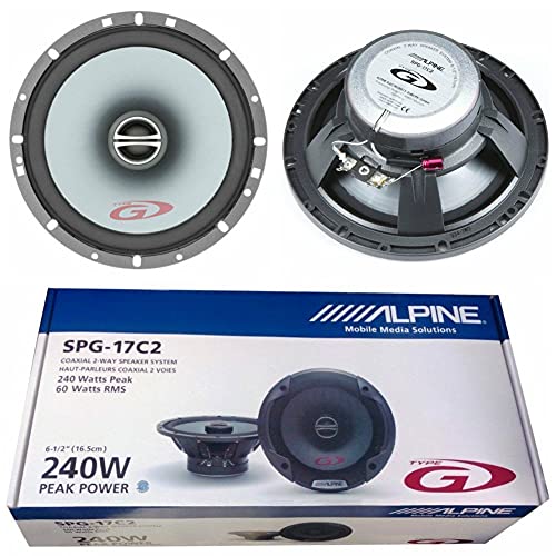 2 Altavoces coaxiales de 2 vías Compatible con Alpine SPG-17C2 16.50 cm 165 mm 6.5" 60 vatios rms 240 vatios MAX 4 Ohm preparación Coche, por par