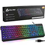 KLIM™ Chroma - Teclado Gaming ESPAÑOL + Teclado USB Ligero, Duradero, Resistente al Agua, ergonómico, silencioso + Teclado Gamer con Cable para PC PS4 Xbox One Mac + Nueva VERSIÓN 2022 + Negro