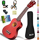 Kit para principiantes de ukelele soprano para niños y principiantes, ukelele de 21 pulgadas con cancionero, estuche, correa, afinador, cuerdas y púas