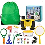 kizplays Kit de Exploración para Niños 22 en 1, Juego de Explorador para Niños para Niños Prismáticos/Binoculares, Silbato, Brújula, Lupa, 6 Arañas Plasticas, Regalo para Navidad, los Reyes