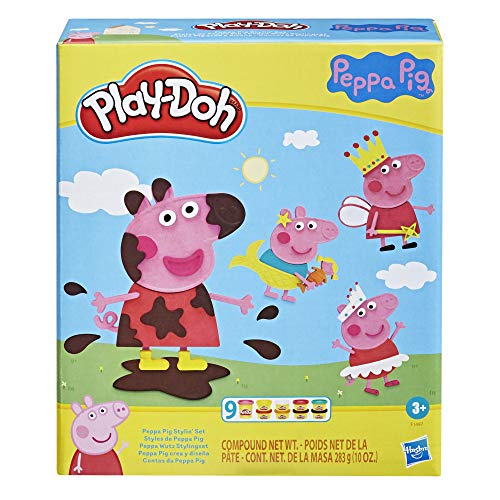 Play-Doh Juego de diseño Peppa Pig 9 Botes de plastilina no tóxica, 11 Accesorios, Juguete de Peppa Pig para niños a Partir de 3 años