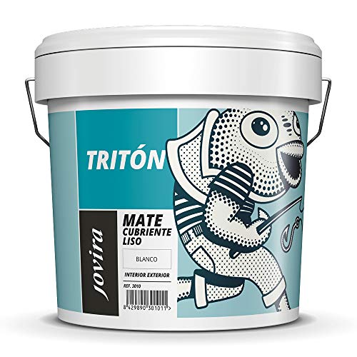 Pintura Mate Cubriente Liso Blanco Interior-Exterior. Paredes, techos, fachadas. (11 Kilos, Blanco)