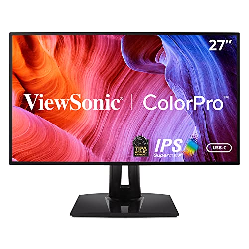 ViewSonic VP2768a Monitor Profesional 2K QHD de 27" 100% sRGB, validado por Pantone, USB Tipo C, HDMI, DP, Ethernet, para diseño gráfico, fotografía y edición de Video