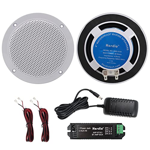 Herdio - Juego de Altavoces de Techo, Bluetooth, Resistente al Agua, para baño, Cocina, Exterior