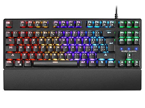Mars Gaming MKXTKLBPT, Teclado Mecánico Ultra-compacto TKL RGB, Reposamuñecas, Switch OUTEMU SQ Azul, Idioma Portugués