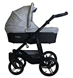 Vizaro ONYX 2022 DÚO 2 en 1 - Cochecito Bebé GAMA ALTA - MARCA ESPAÑOLA - Ligero y funcional - Garantía 3 Años - Textil GRIS Chasis NEGRO