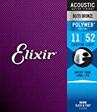 Cuerdas de guitarra acústica Elixir Strings de bronce en proporción 80/20 con recubrimiento POLYWEB, calibre ligero personalizado (.011-.052)