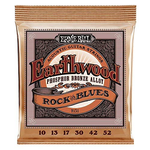 Ernie Ball Earthwood Rock y Blues w/Plain G Cuerdas de guitarra acústica de bronce fosforado - 10-52 Gauge