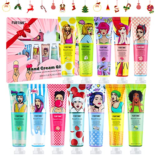 FURTIME Crema De Manos, Set de Crema de Manos, Set de Regalo de 12 Pcs, Mini Crema de Manos, hidratante para manos y pies secos, Regalo de cumpleaños para mujeres y hombres