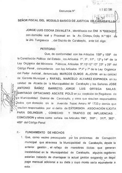  carabayllo.net denuncia al alcalde rafael alvarez